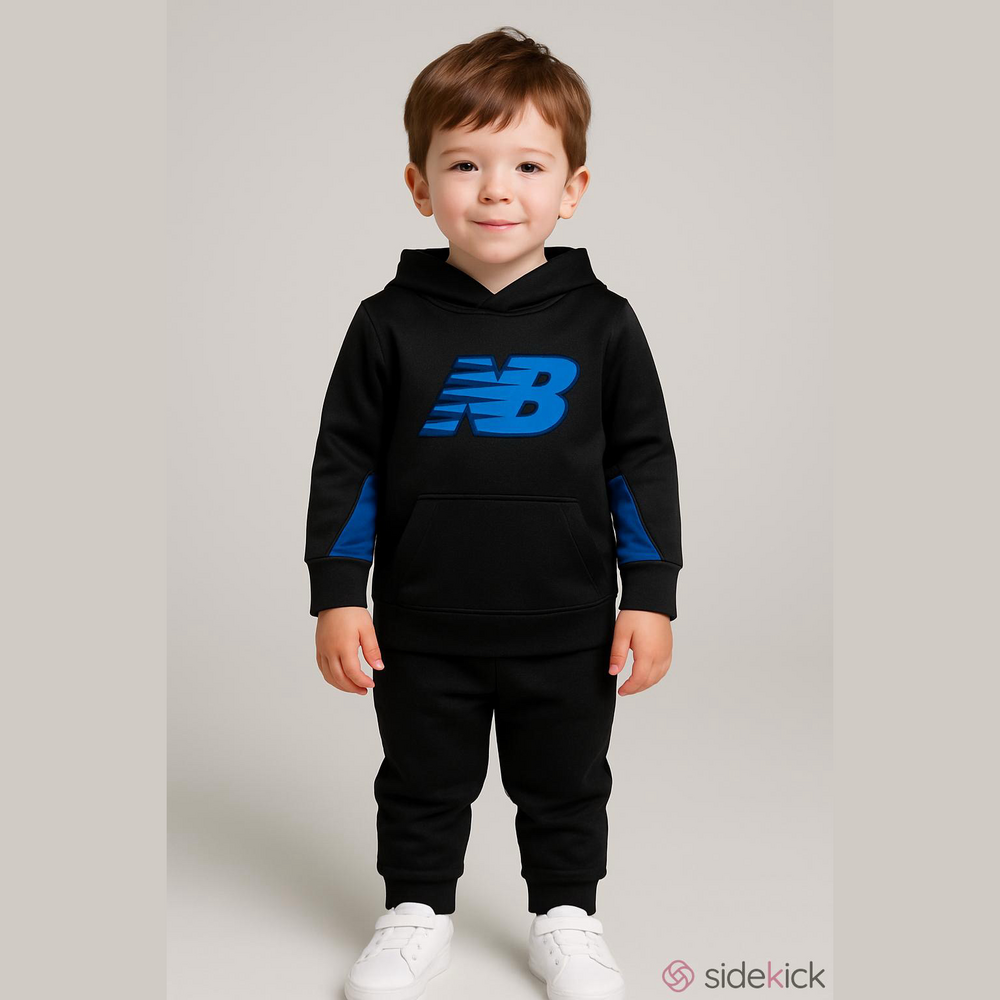 New Balance Boys Black and Blue Logo Hoodie Size 4